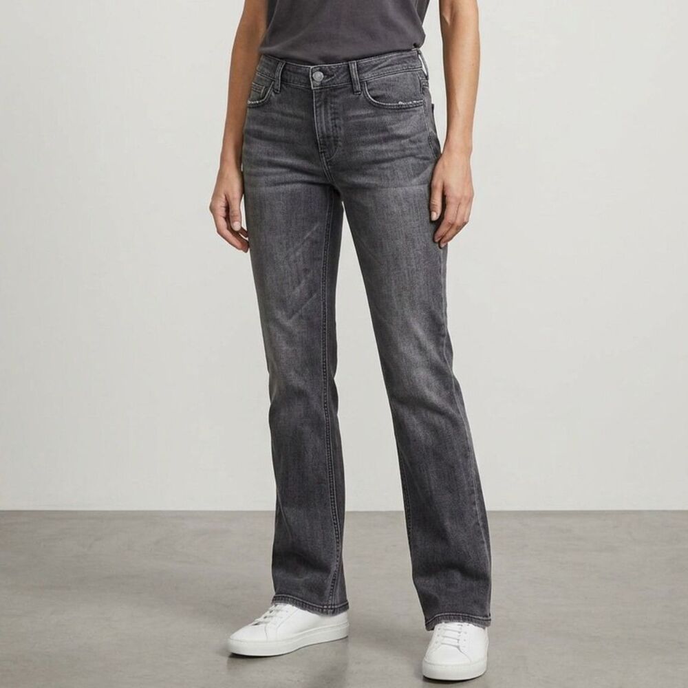 White House Black Market Blanc Stretch Sz 10 Women's Gray Boot Cut Jeans, Chic
